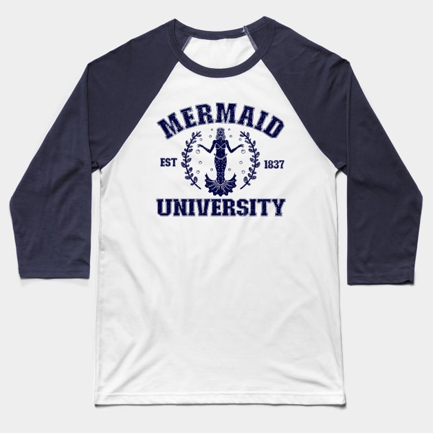 Mermaid University (Mono) Baseball T-Shirt by nickbeta